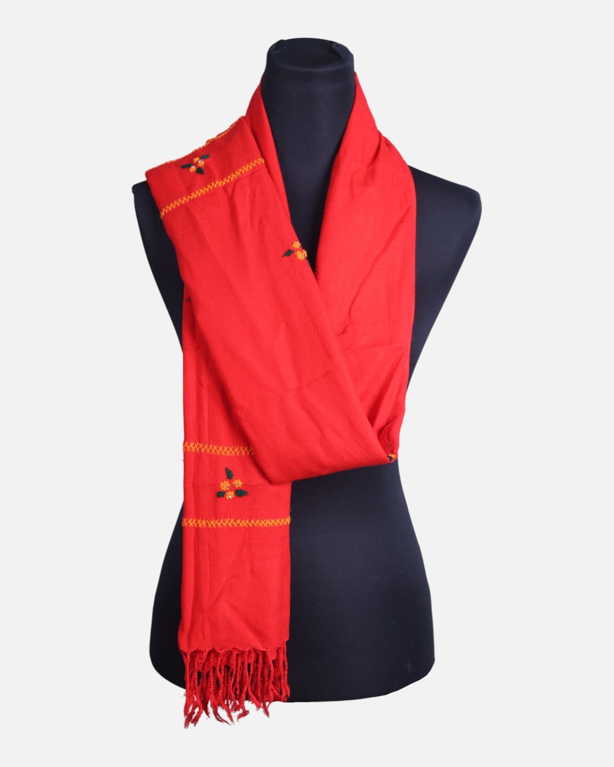 Traditional Afghan Cotton Scraf for Women | Ladies Red Evening Scarf with Embroidered detail 3