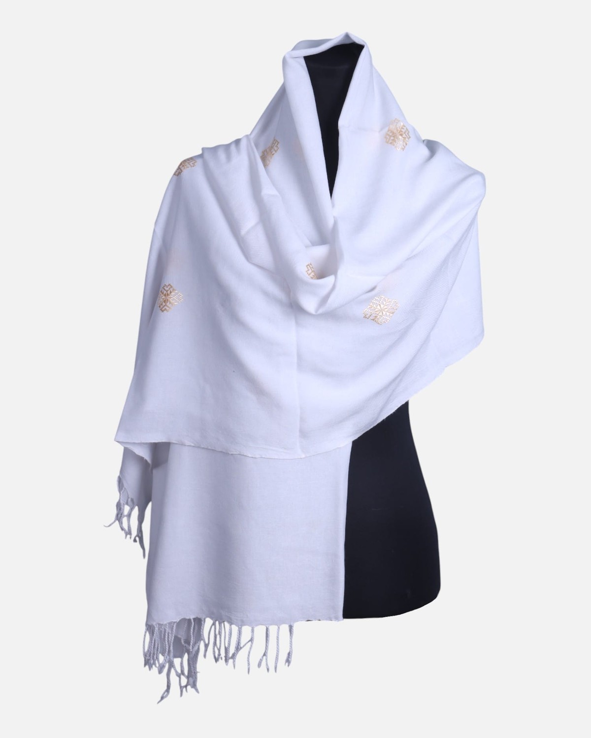 White Scarf | Ladies white Floral Chiffon | Traditional Afghan Scarf 2