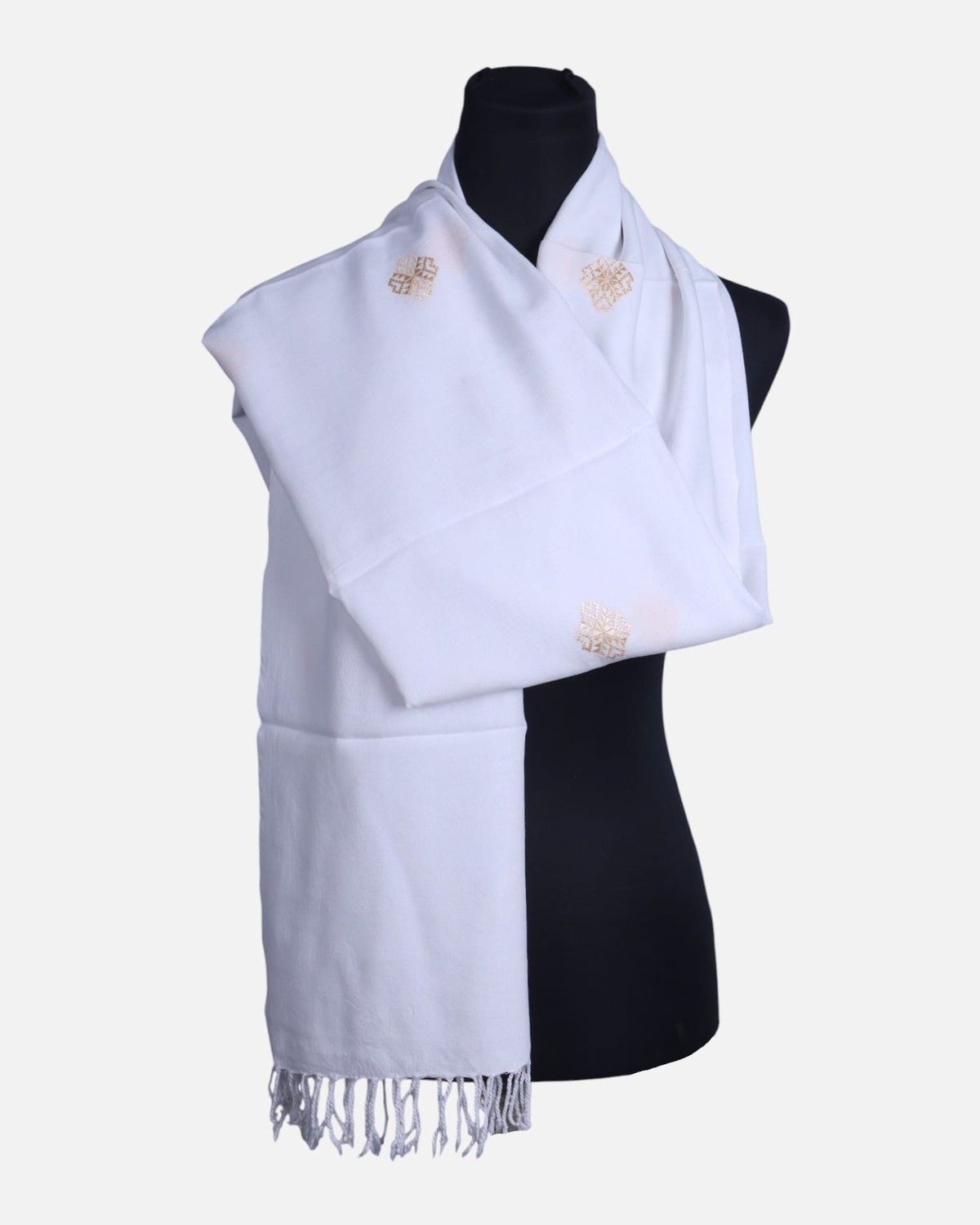 White Scarf | Ladies white Floral Chiffon | Traditional Afghan Scarf 4