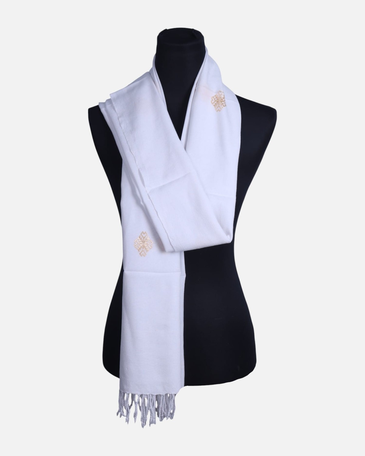White Scarf | Ladies white Floral Chiffon | Traditional Afghan Scarf 1