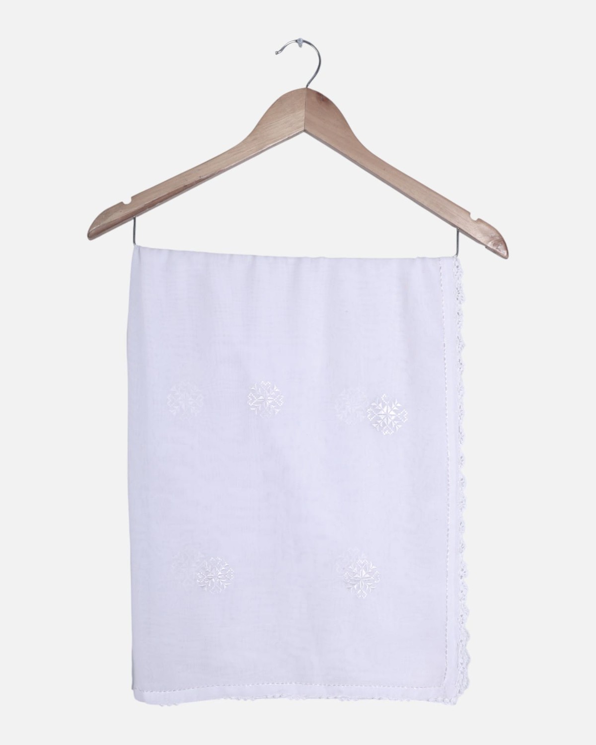 White Afghan Shawl Handmade 4