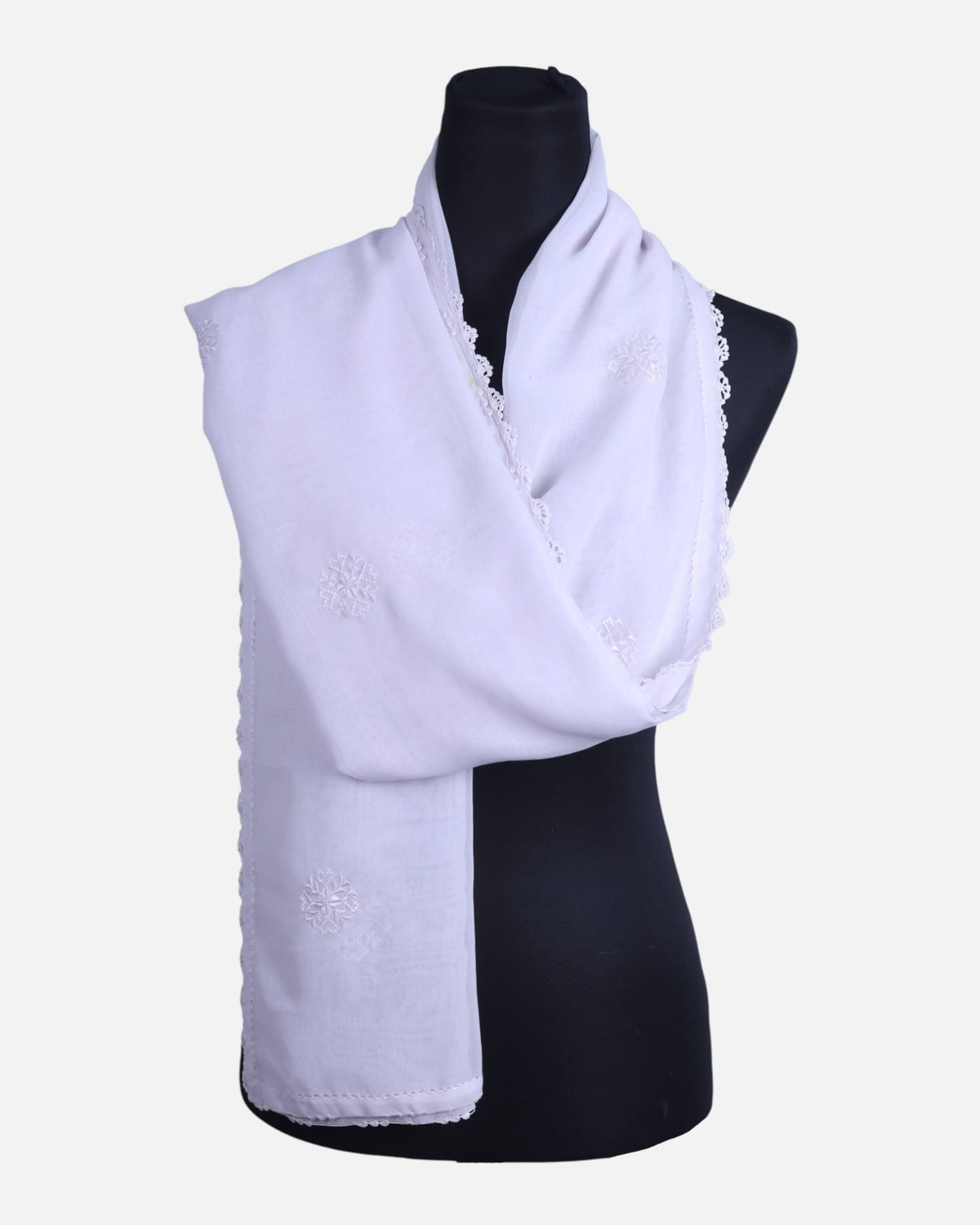 White Afghan Shawl Handmade 3