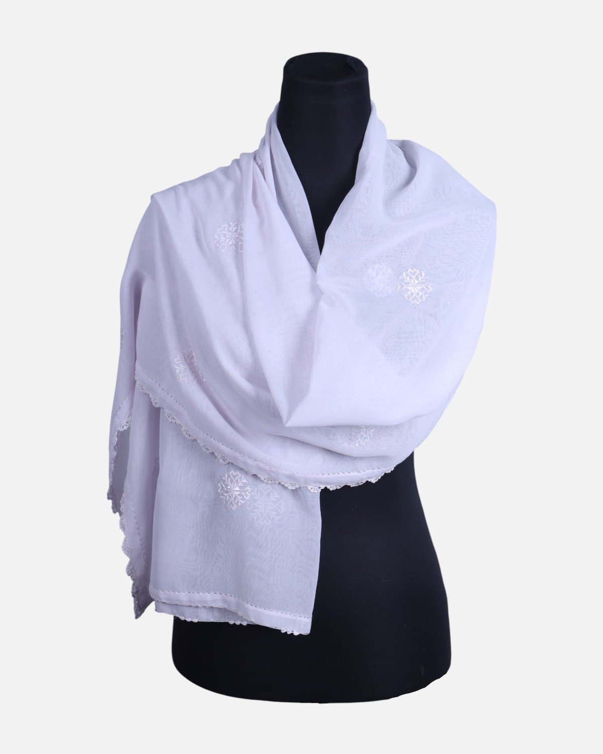 White Afghan Shawl Handmade 2