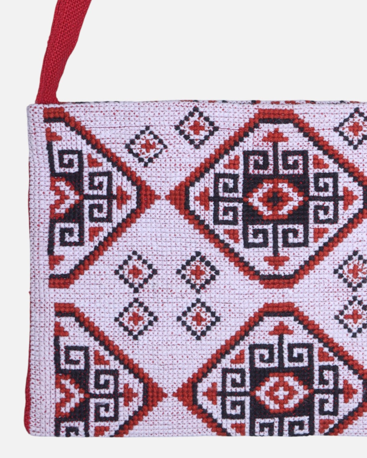 Shoulder Bag Traditional Red & Black Geometric Embroidery 1
