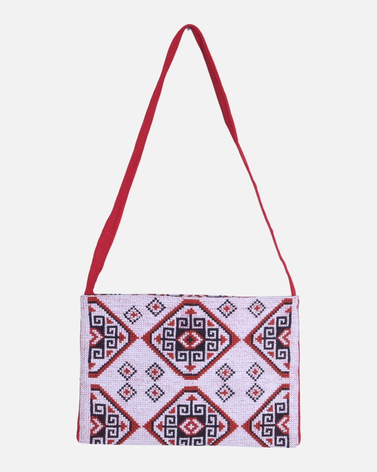 Shoulder Bag Traditional Red & Black Geometric Embroidery 3