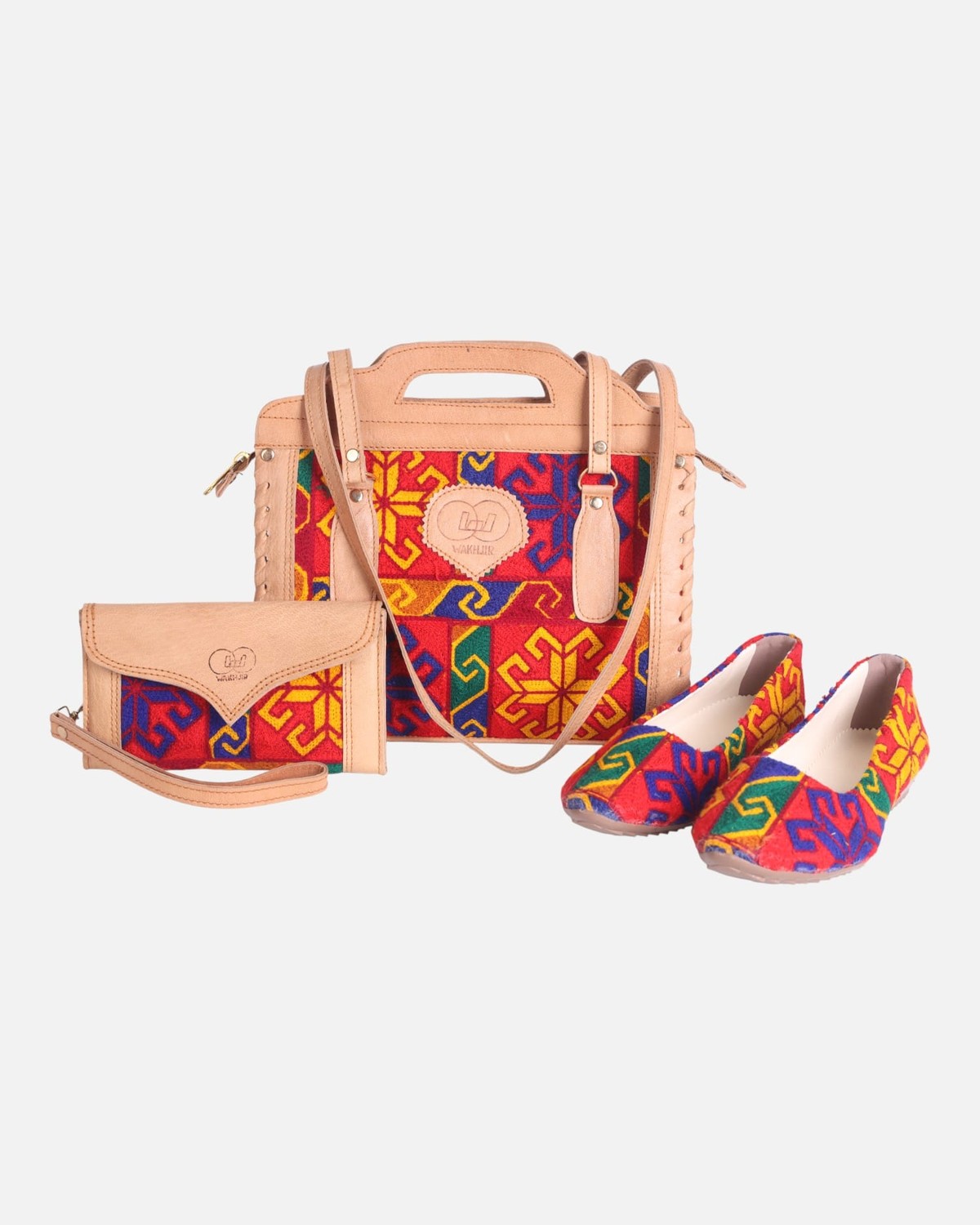 Bag, Wallet & Shoes Set – Traditional Handwoven Design 9