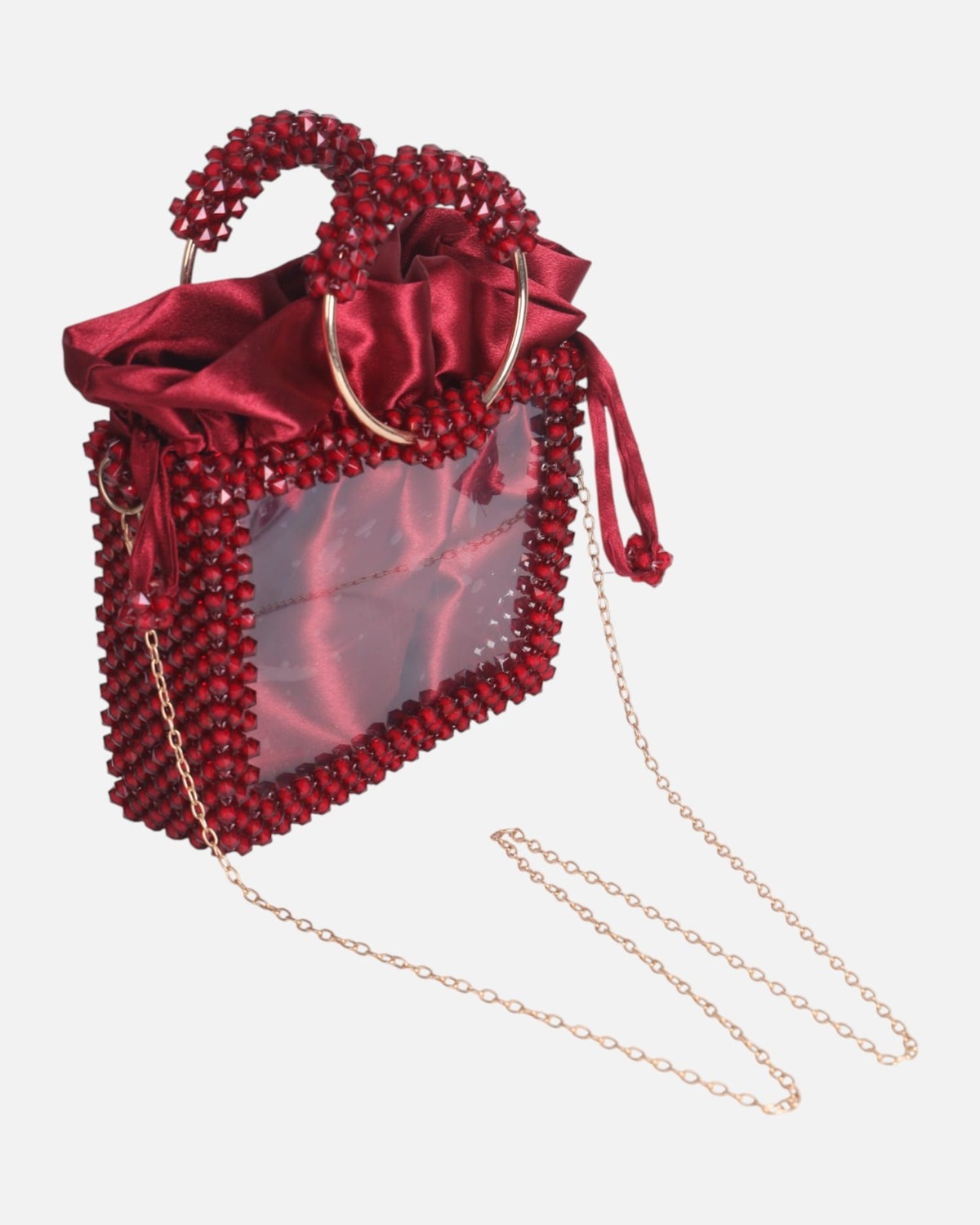 Red Crystal Beaded Evening Bag – Elegant Luxury Handcrafted Purse 5