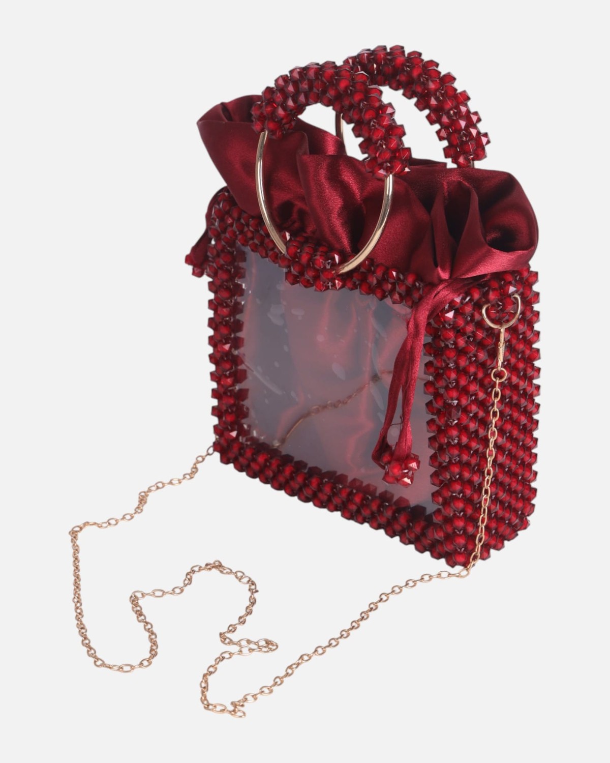 Red Crystal Beaded Evening Bag – Elegant Luxury Handcrafted Purse 4