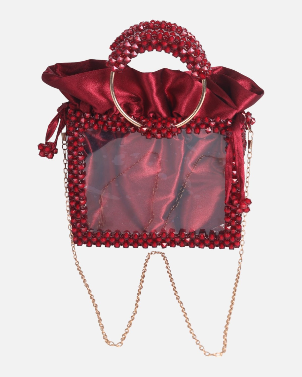 Red Crystal Beaded Evening Bag – Elegant Luxury Handcrafted Purse 3