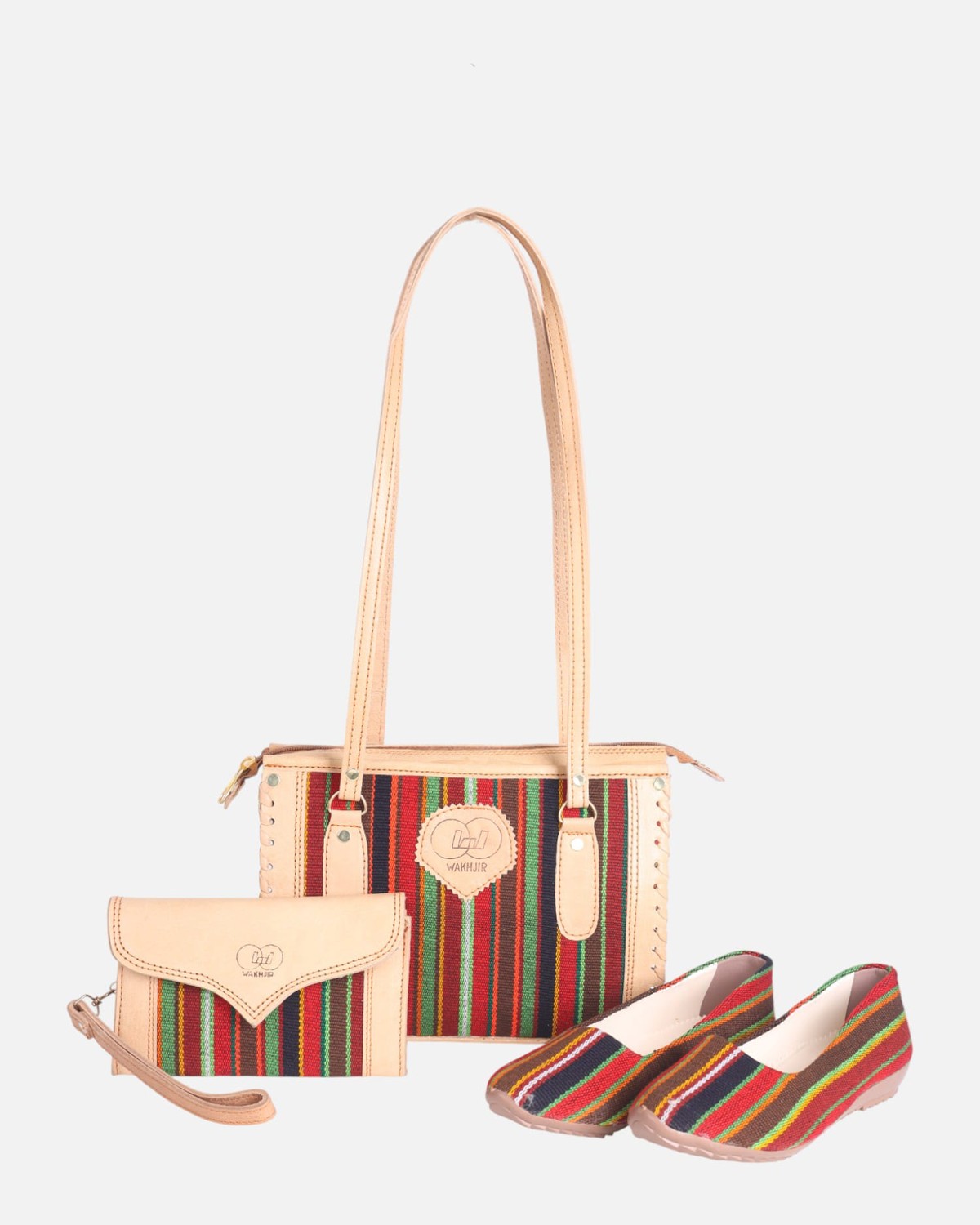 Leather Handbag, Shoes & Wallet Handwoven Artisan Set – Premium Afghan Handmade 3-Piece Set 15