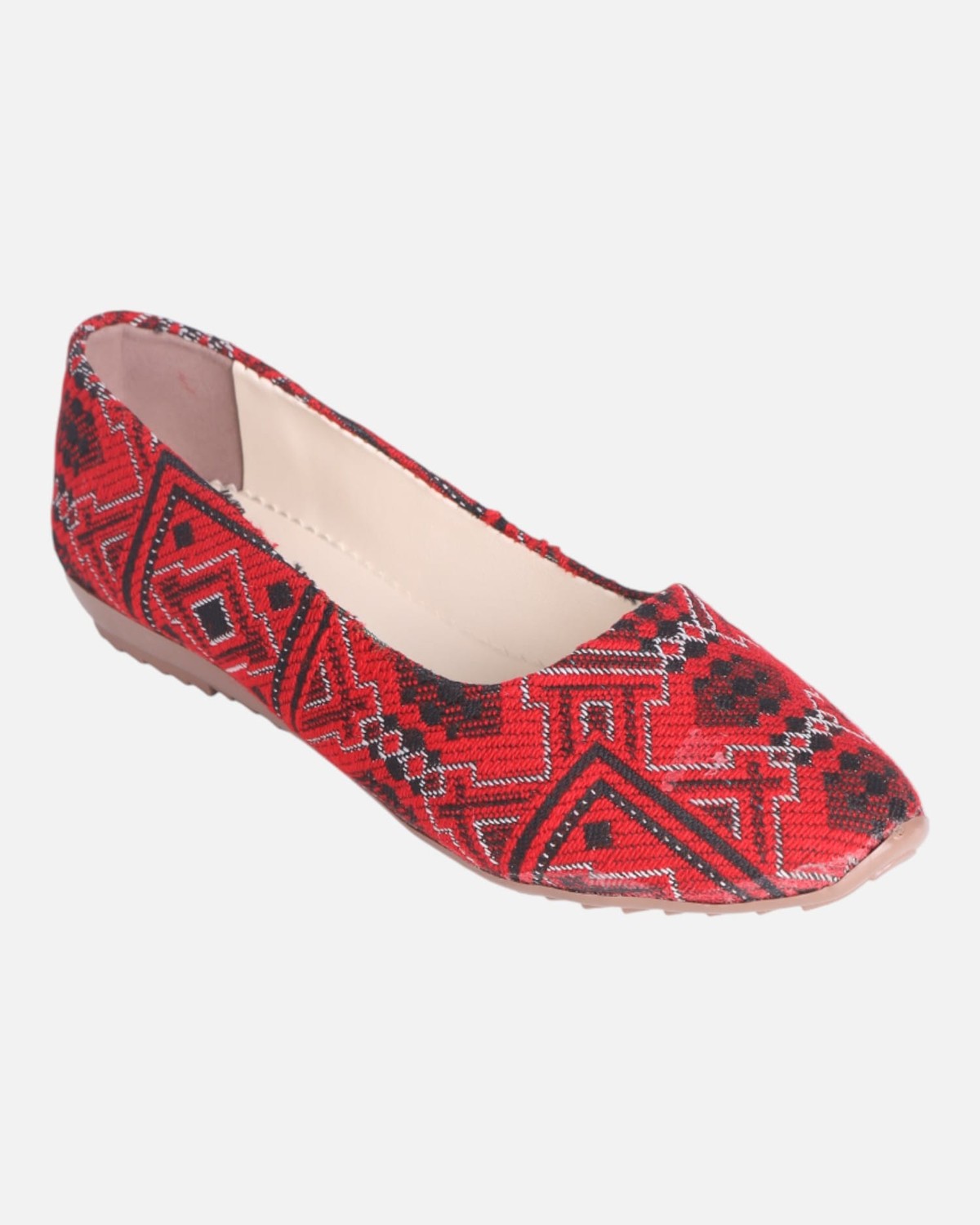 Bag & Shoes Set – Handwoven Red Fabric, Natural Goat Leather 3