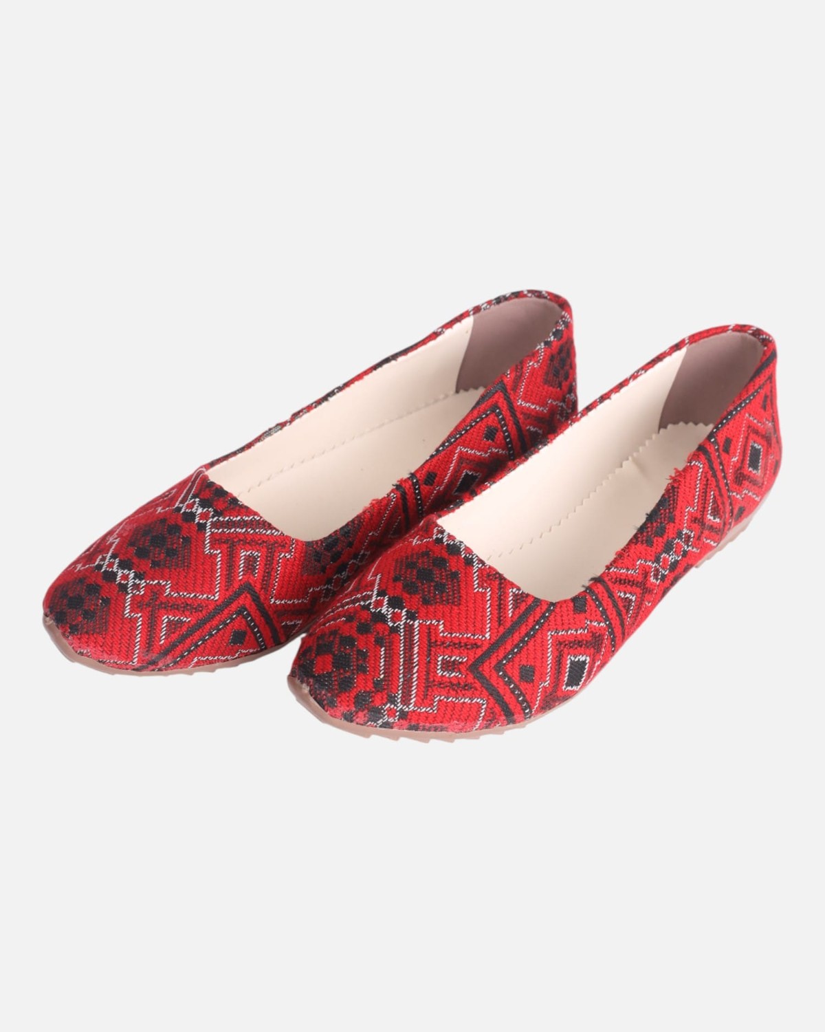 Bag & Shoes Set – Handwoven Red Fabric, Natural Goat Leather 10