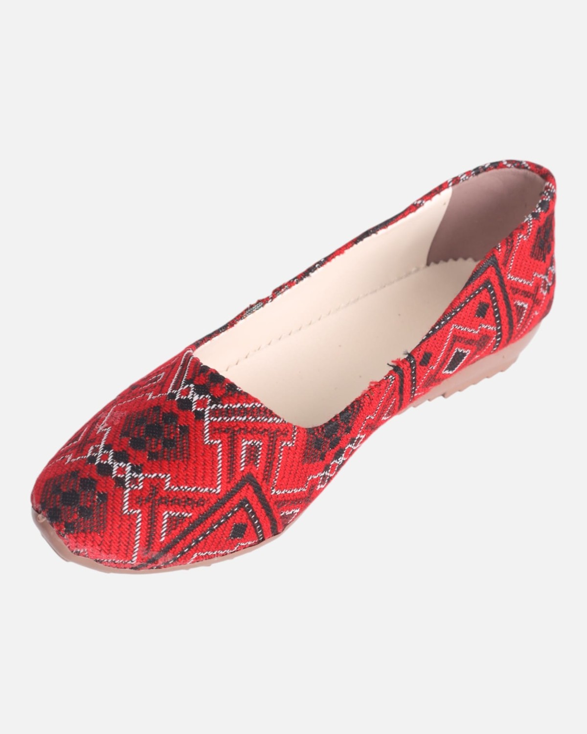 Bag & Shoes Set – Handwoven Red Fabric, Natural Goat Leather 6