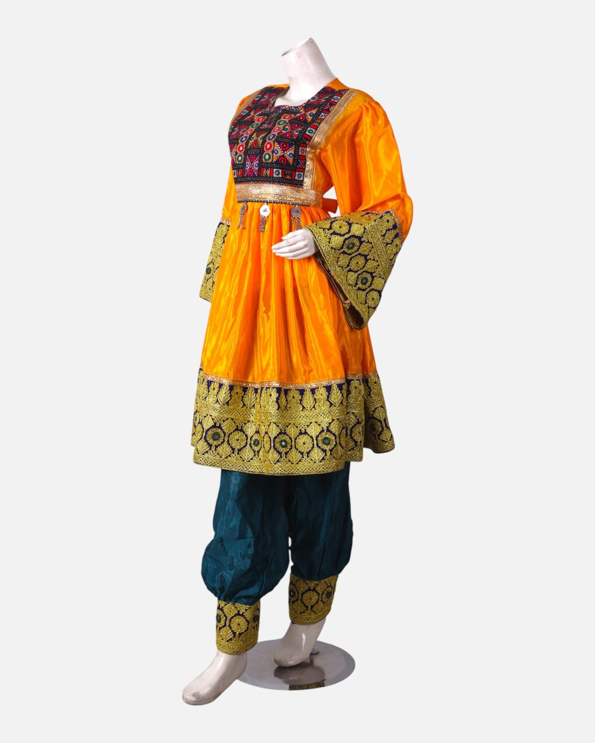 Women’s Afghan Cultural Dress, Handwoven Gold Glitter, Perfect for Weddings 1