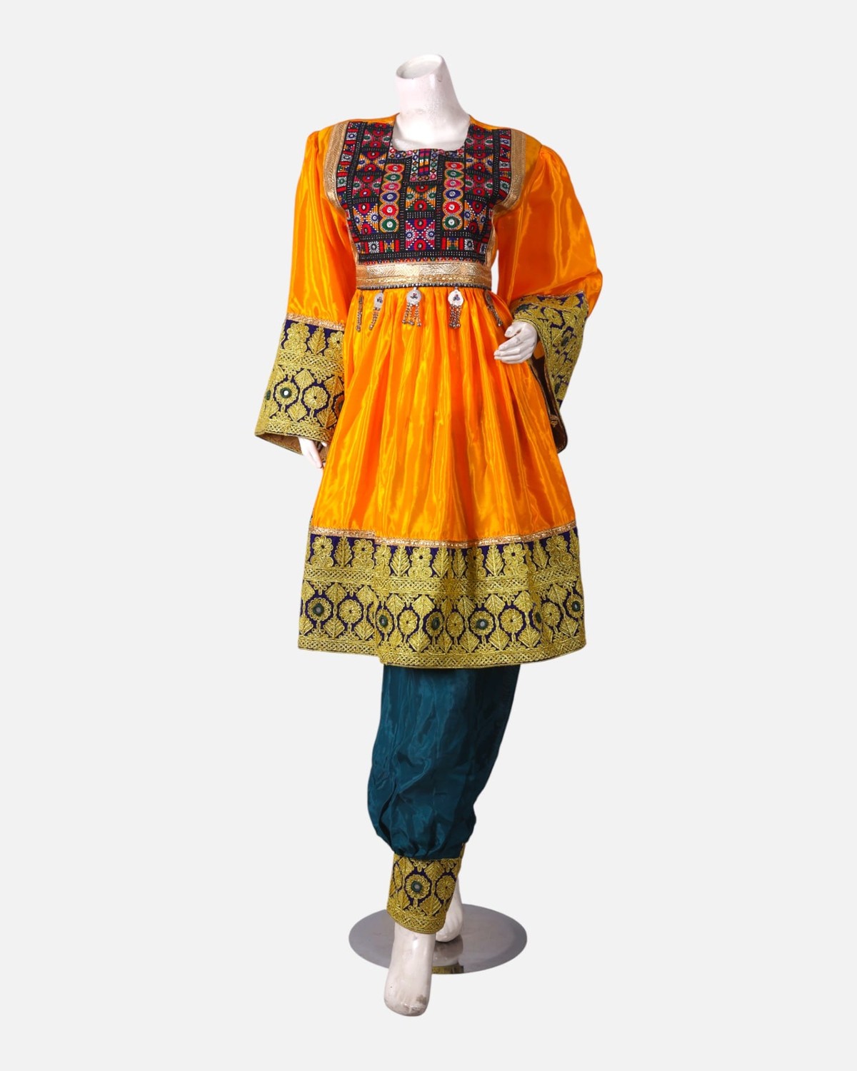 Women’s Afghan Cultural Dress, Handwoven Gold Glitter, Perfect for Weddings 5