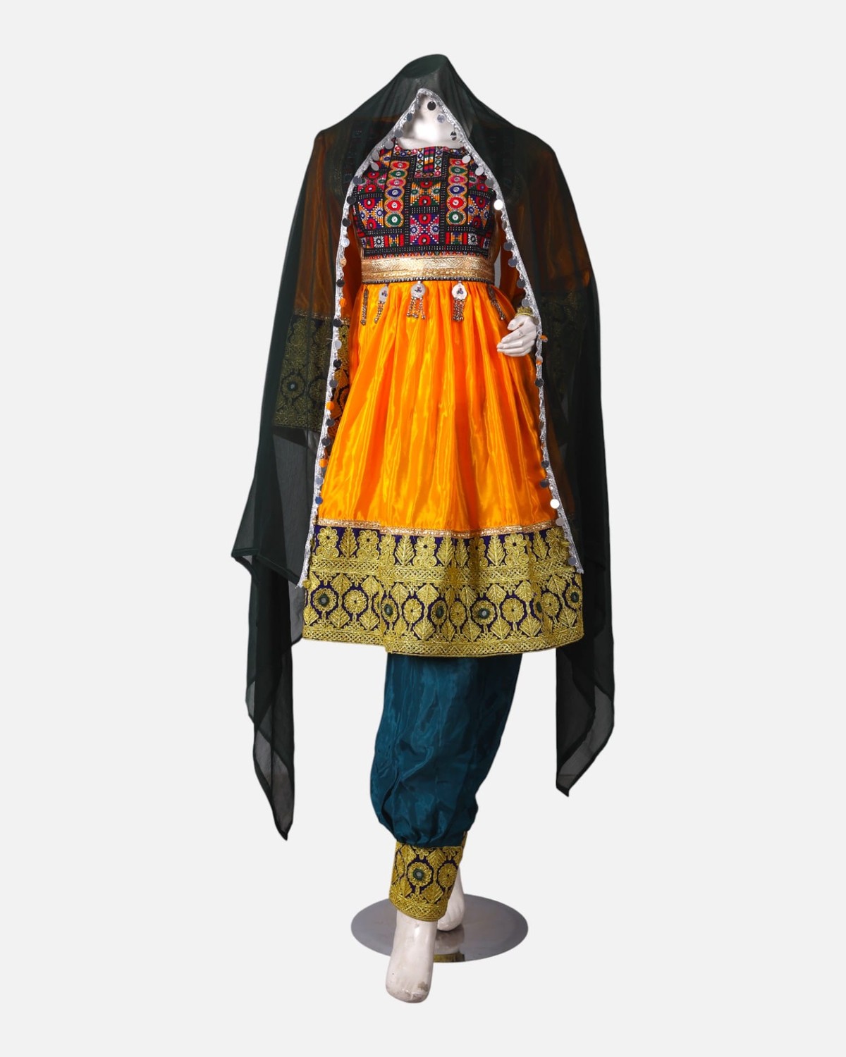 Women’s Afghan Cultural Dress, Handwoven Gold Glitter, Perfect for Weddings 2