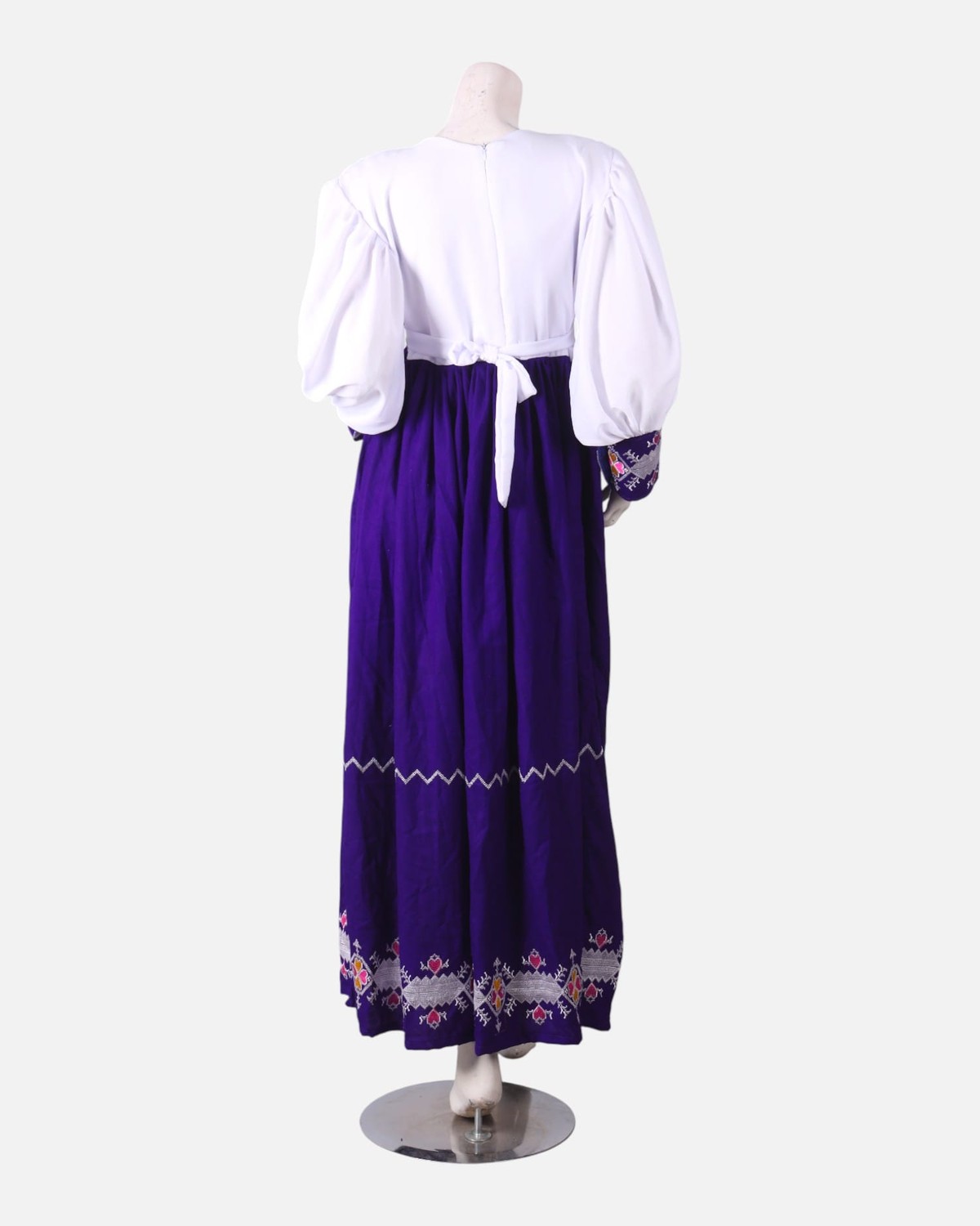Blue & White Gandi Afghani Party Dress – Hand Embroidered Cotton Traditional Wear 2