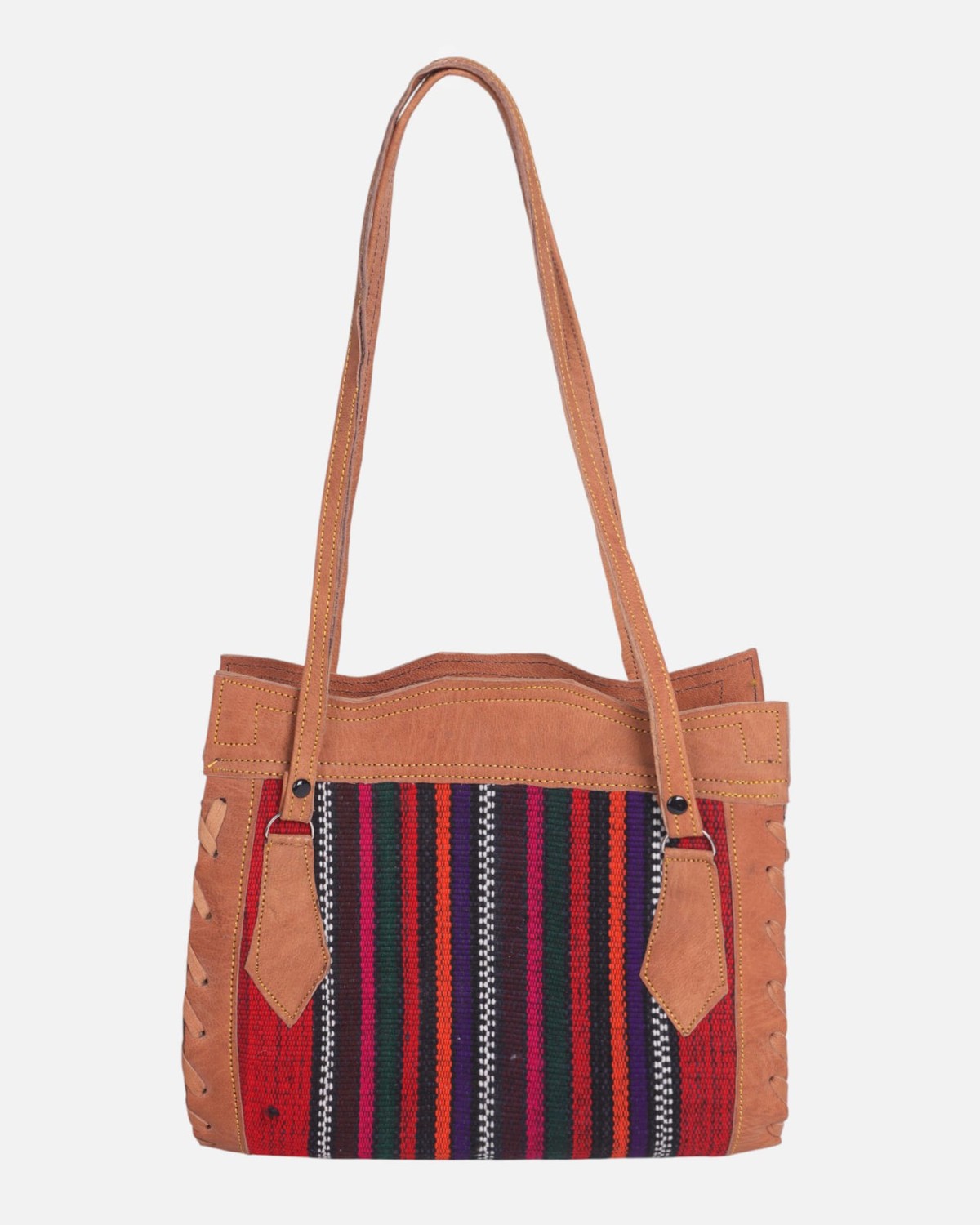 Colorful Afghan Leather Tote Bag 1