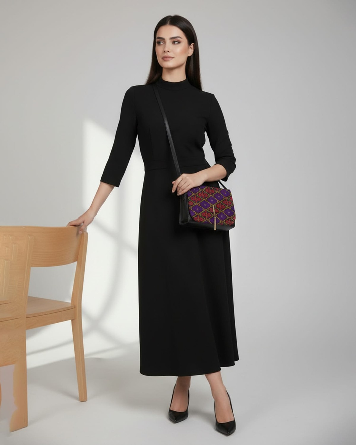 Leather Bag with Graph Embroidery 1