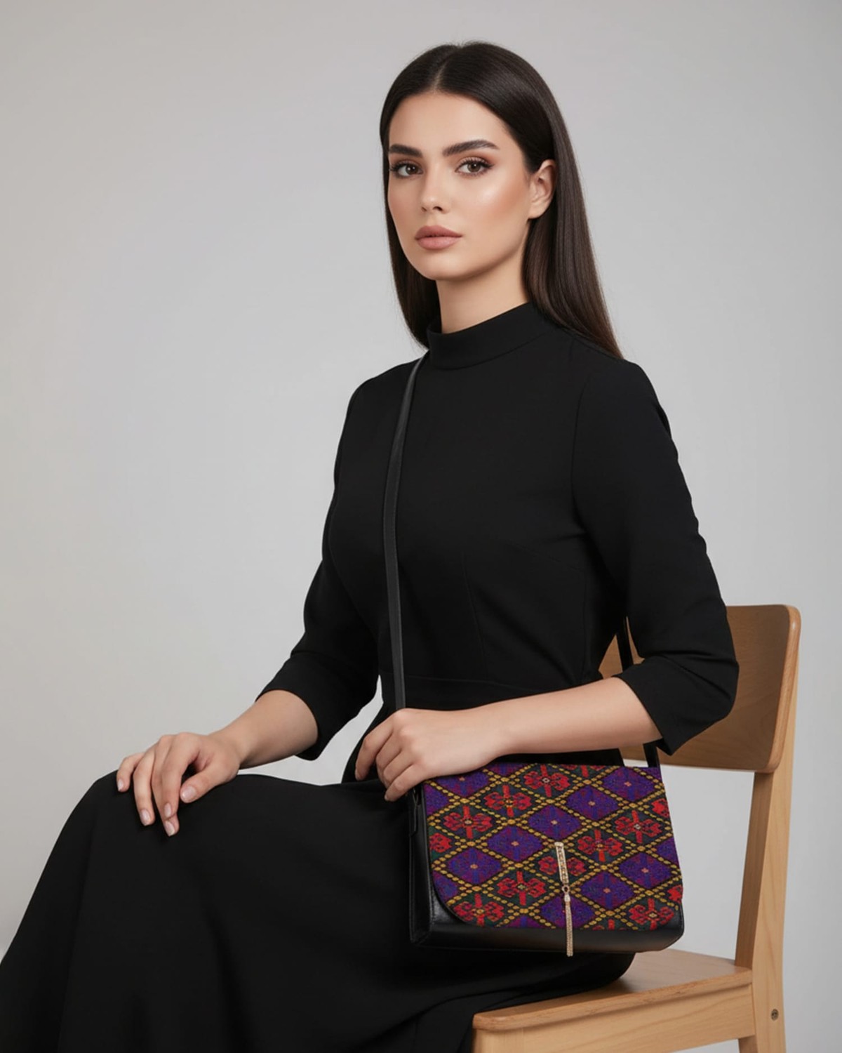 Leather Bag with Graph Embroidery 3