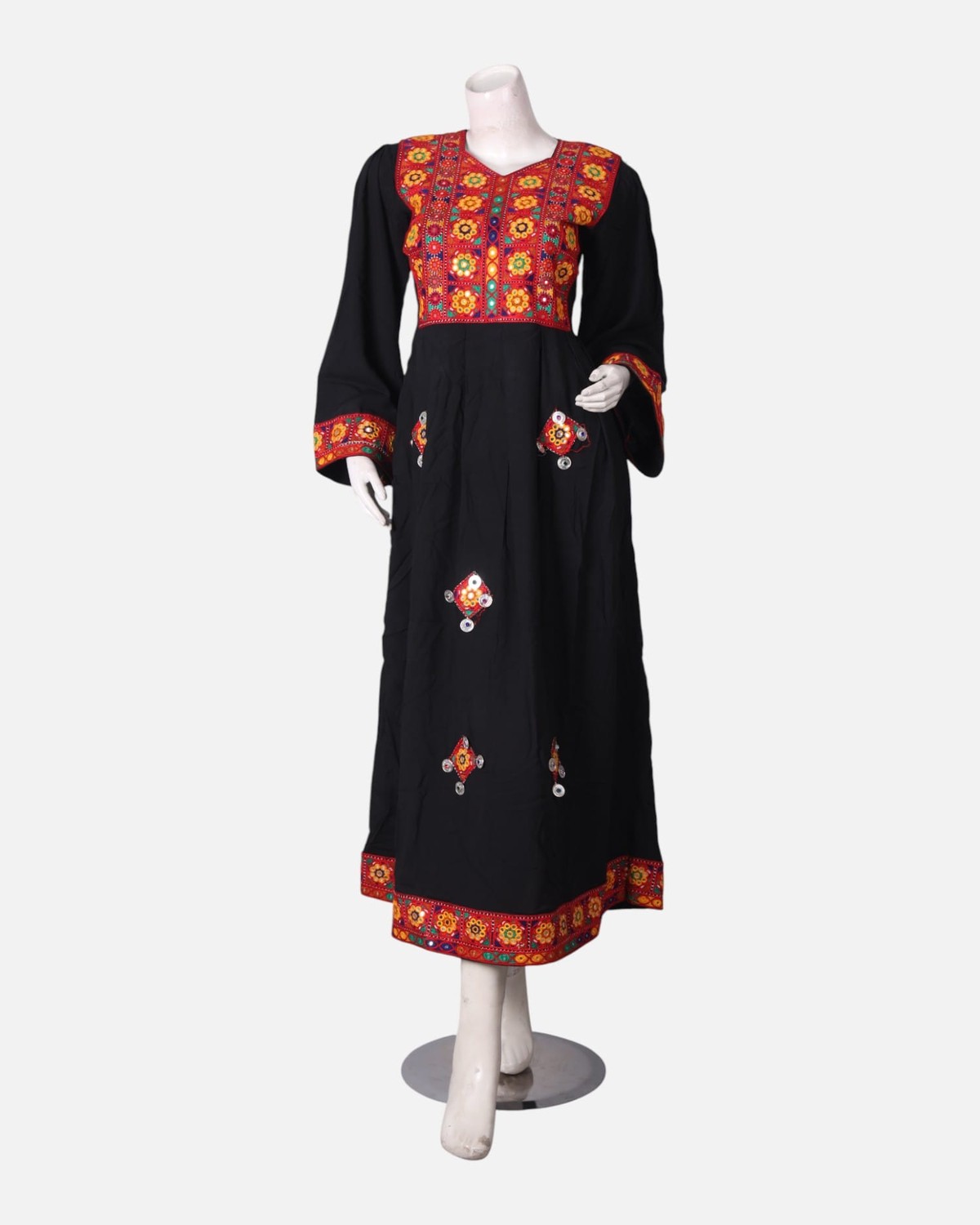 Black Afghan Dress with Traditional Embroidery 7