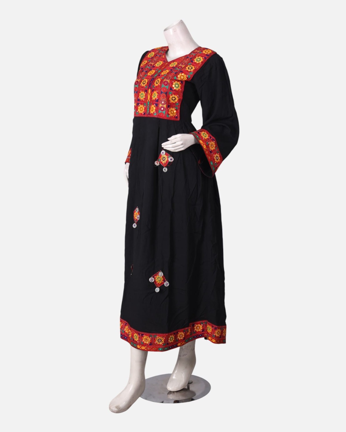 Black Afghan Dress with Traditional Embroidery 4