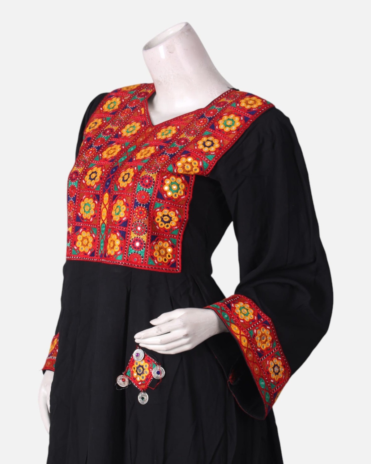 Black Afghan Dress with Traditional Embroidery 5