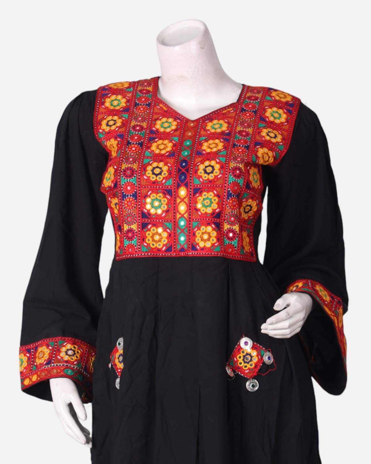 Black Afghan Dress with Traditional Embroidery 3