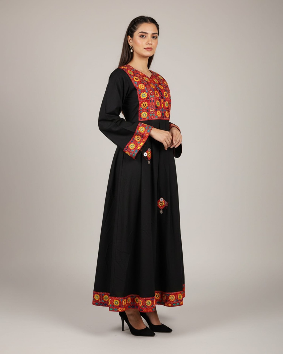 Black Afghan Dress with Traditional Embroidery 8