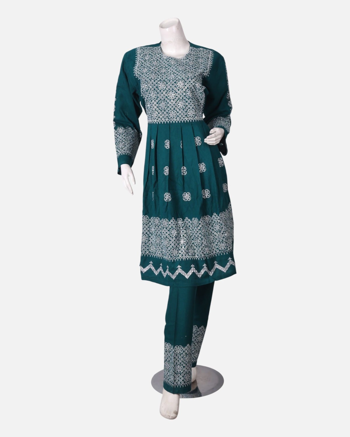 Teal Afghan Embroidered Dress 5