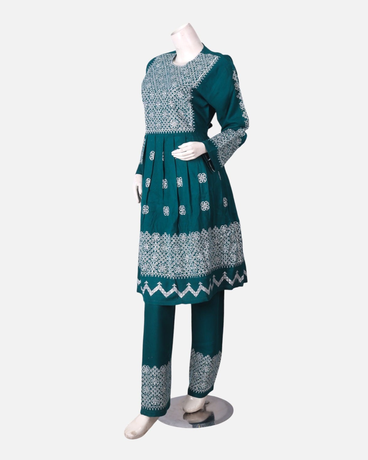 Teal Afghan Embroidered Dress 2
