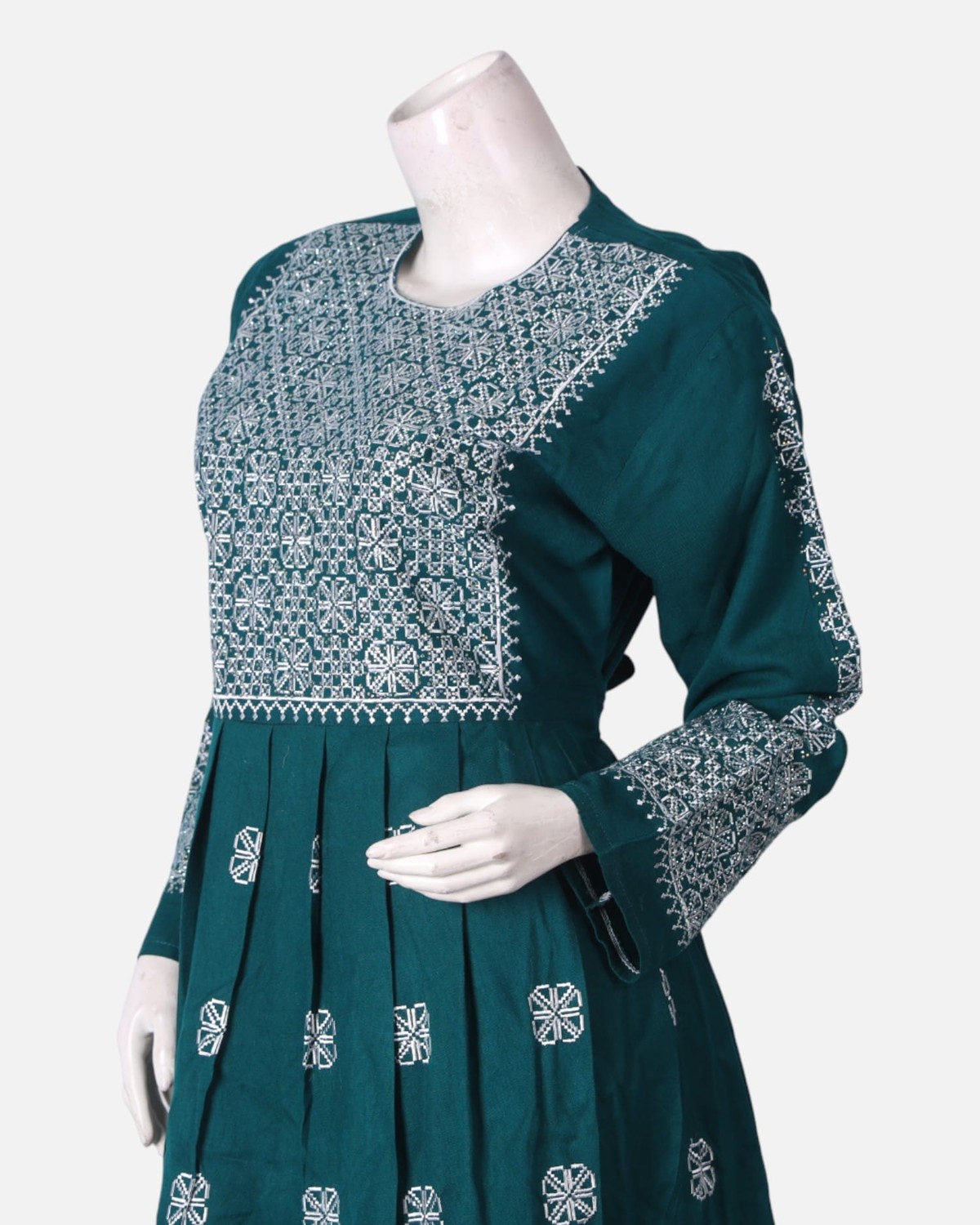 Teal Afghan Embroidered Dress 4