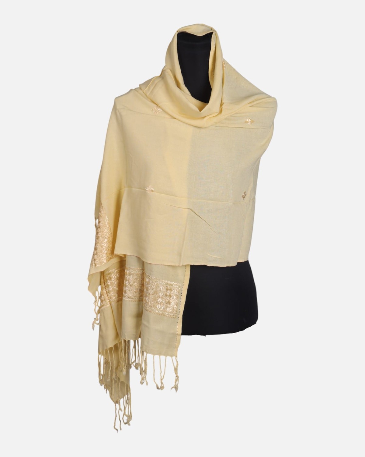 Soft Cream Afghan Scarf 6
