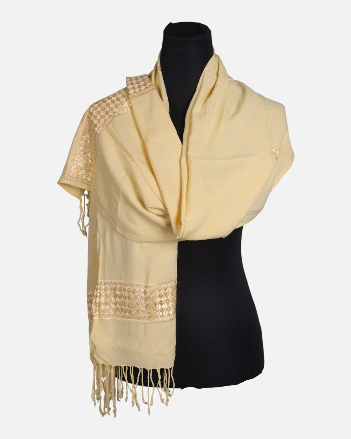 Soft Cream Afghan Scarf 2