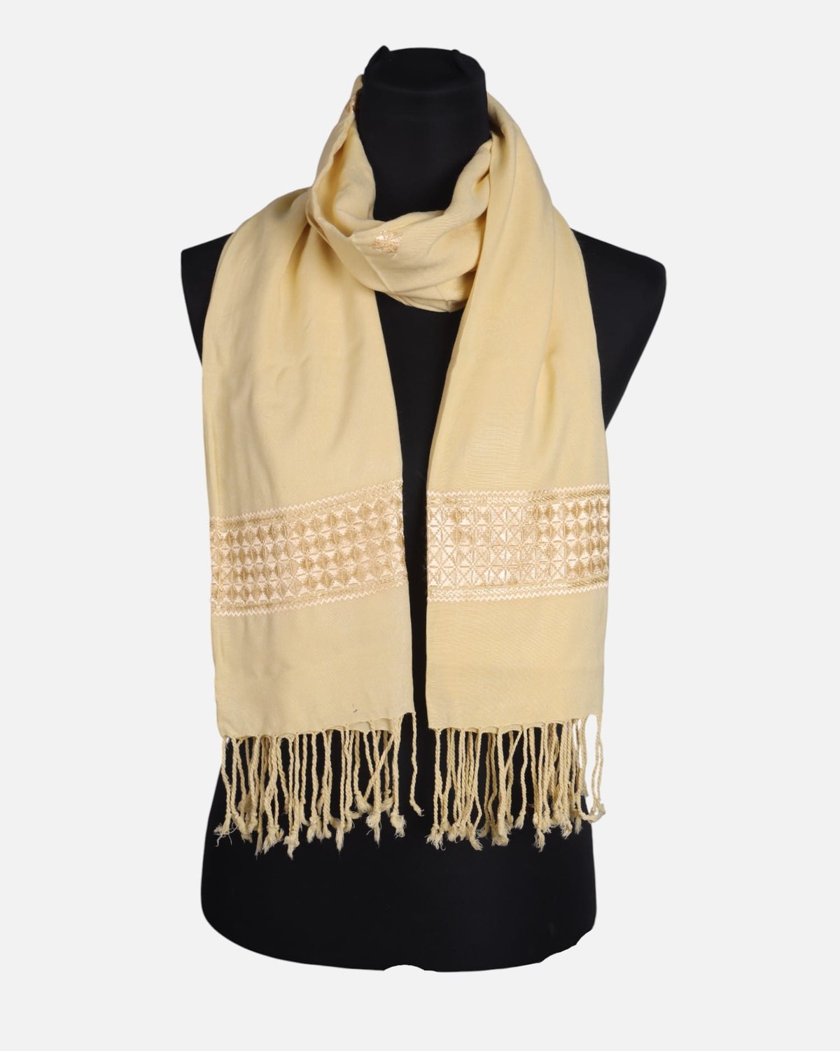 Soft Cream Afghan Scarf 3