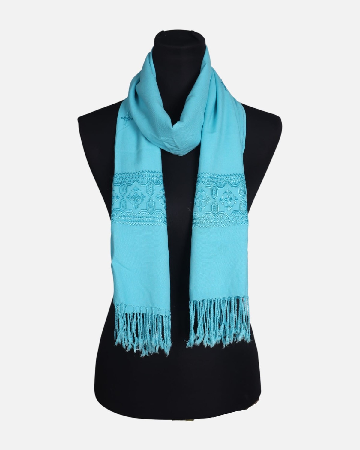Sky Blue Afghan Cotton Scarf 5