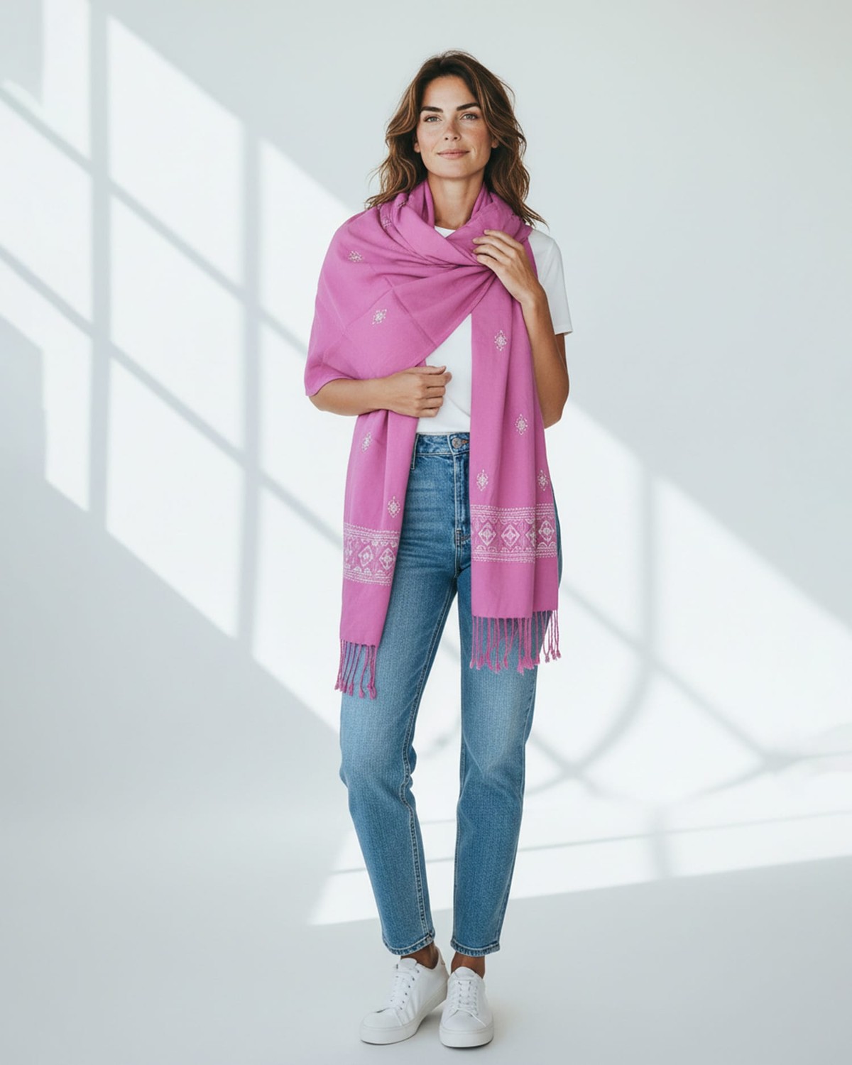 Rose Pink Girls Scarf Handmade 3