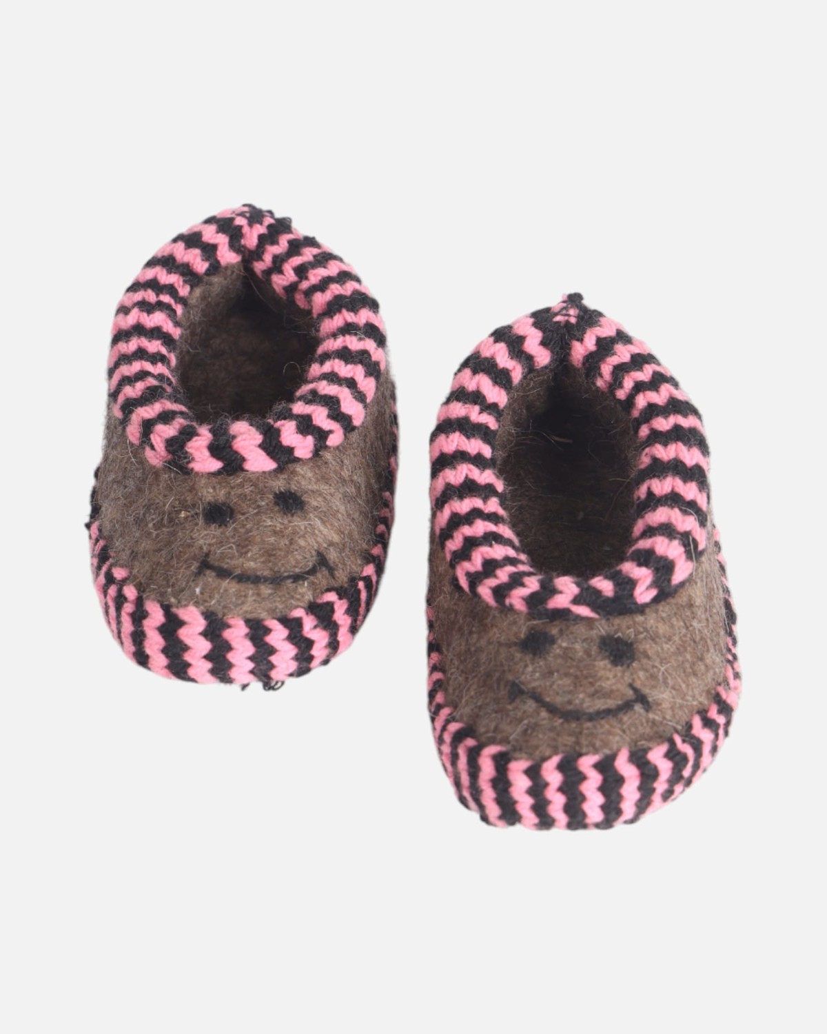 Handmade Wool Felt Slippers with Smiling Face 3