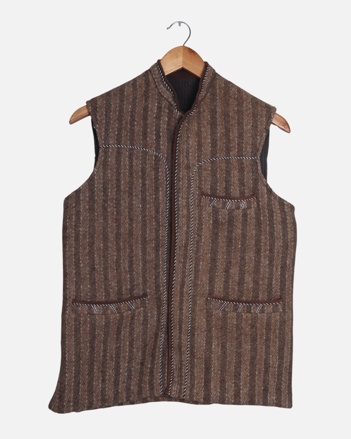 Traditional Afghan Men’s Wool Vest – Handmade Wool Grey color Waistcoat 4