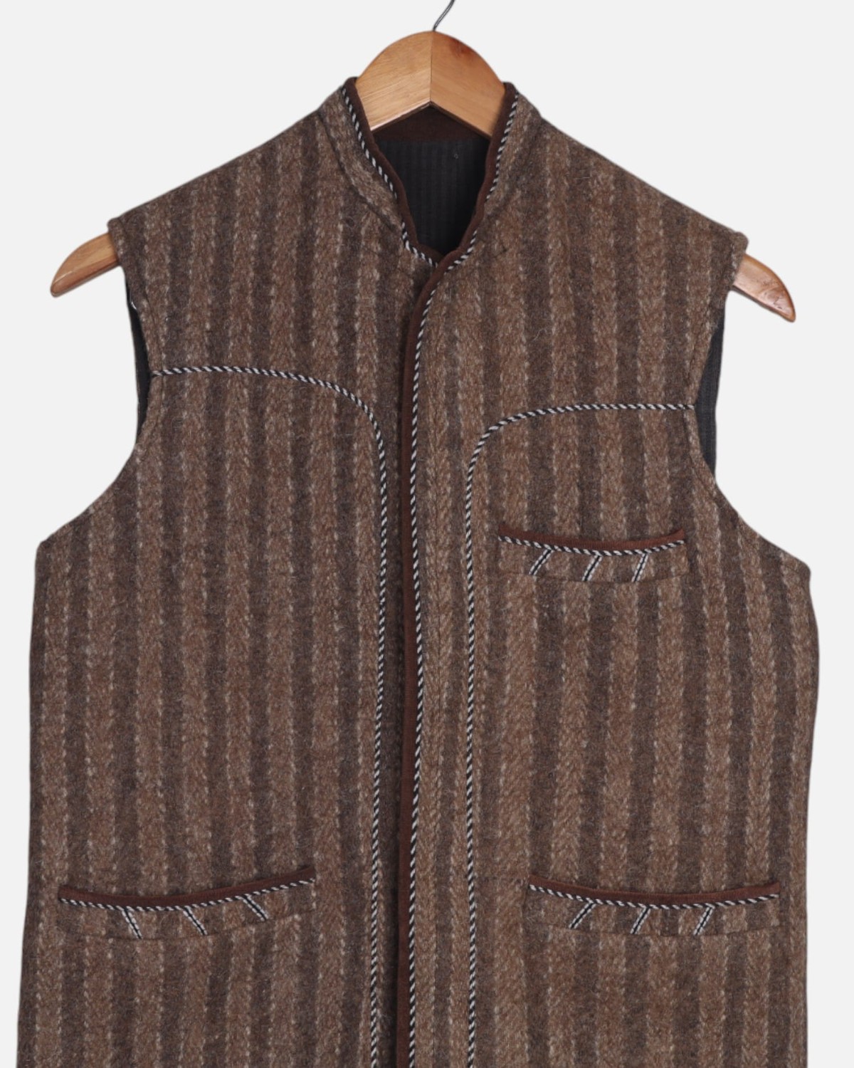 Traditional Afghan Men’s Wool Vest – Handmade Wool Grey color Waistcoat 6