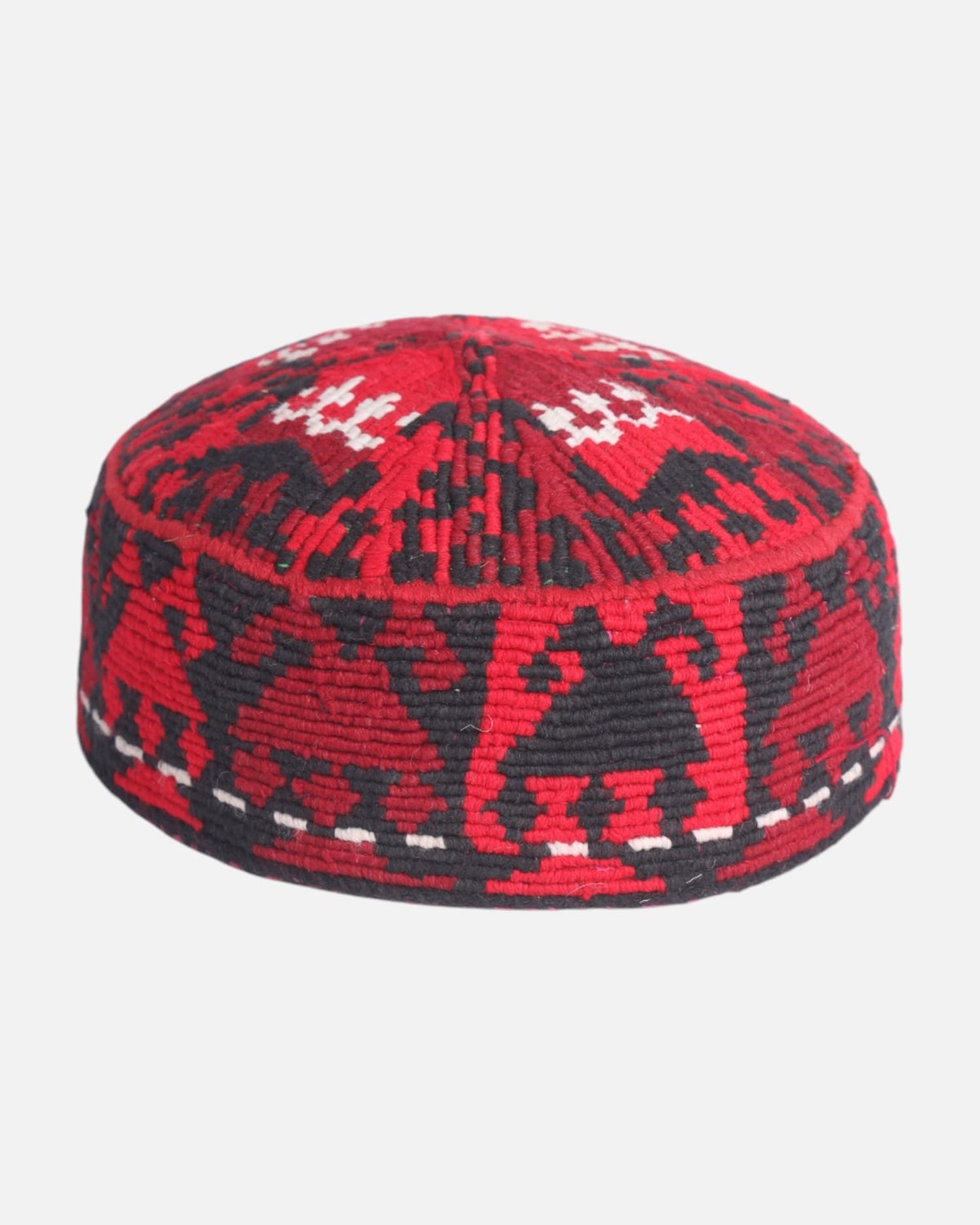 Traditional Red and Black Handwoven Afghan Kula – Embroidered Cap 4