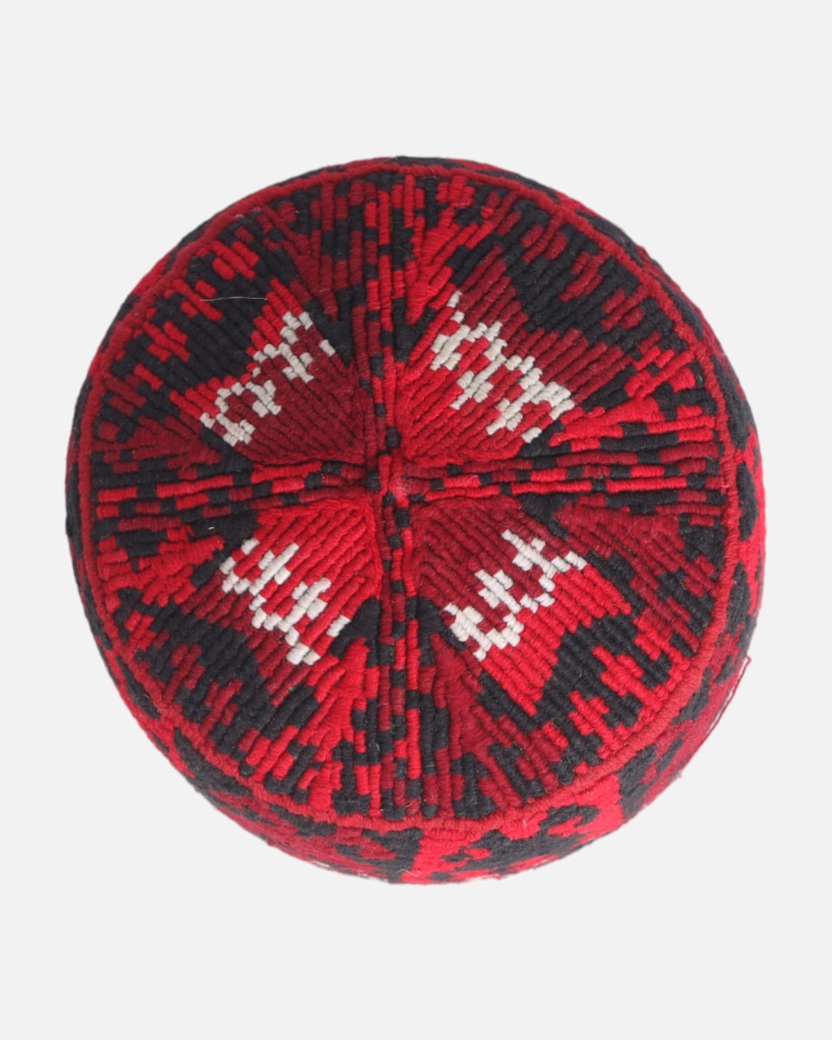Traditional Red and Black Handwoven Afghan Kula – Embroidered Cap 1