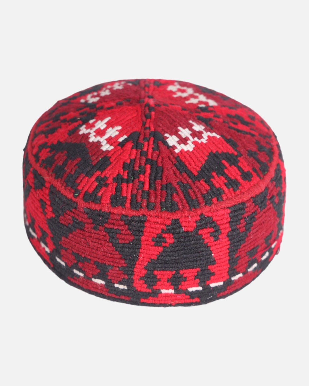 Traditional Red and Black Handwoven Afghan Kula – Embroidered Cap 6