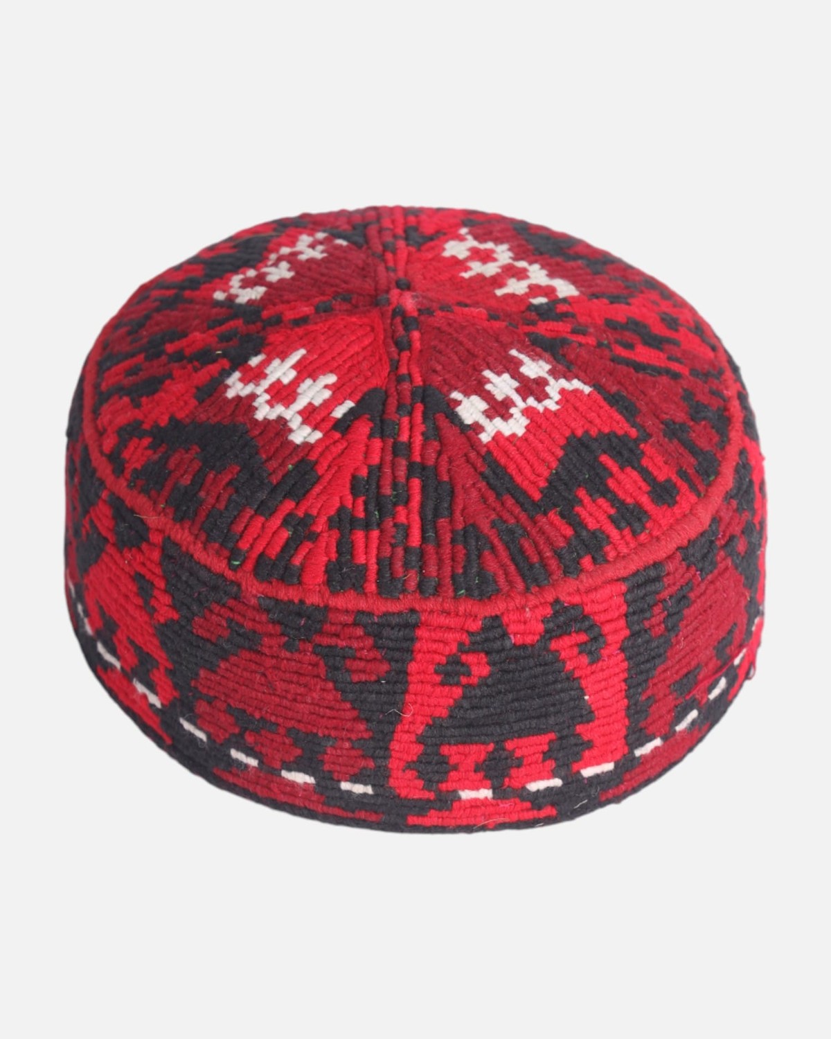 Traditional Red and Black Handwoven Afghan Kula – Embroidered Cap 7