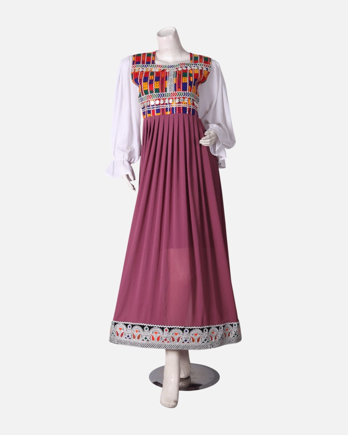 Handmade Afghan Embroidered Dress – Colorful Traditional Design 6