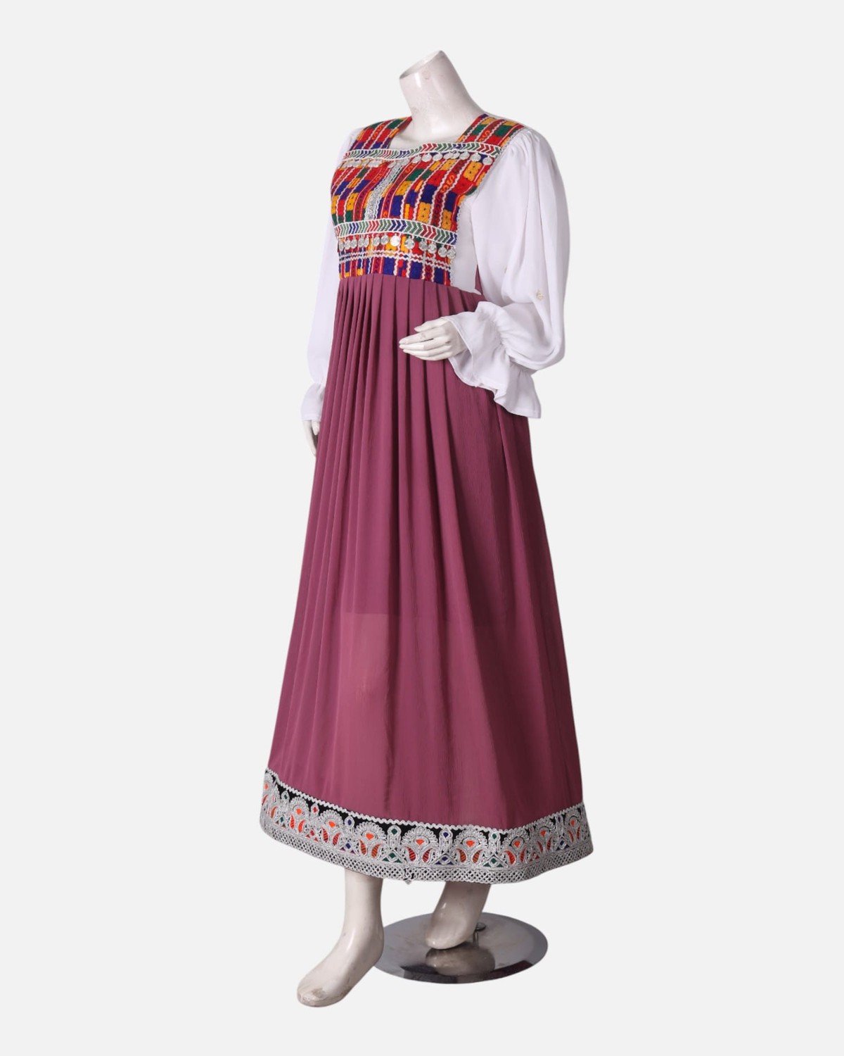 Handmade Afghan Embroidered Dress – Colorful Traditional Design 7