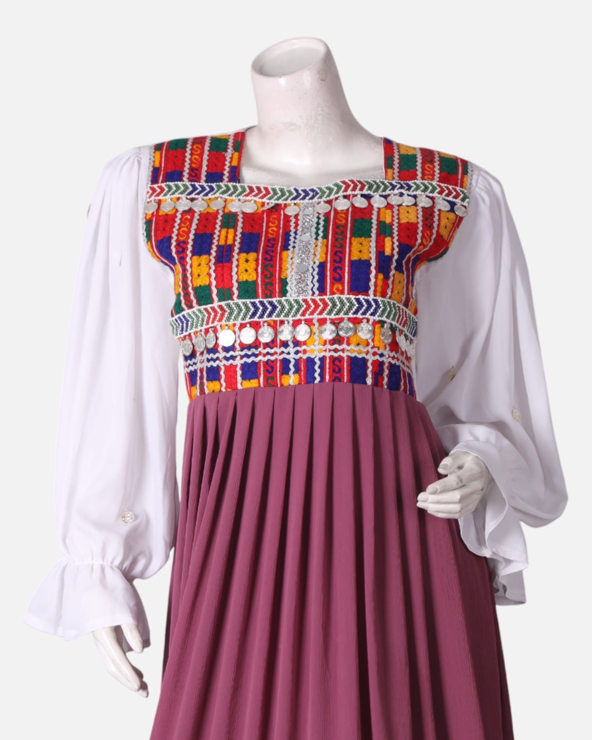Handmade Afghan Embroidered Dress – Colorful Traditional Design 1