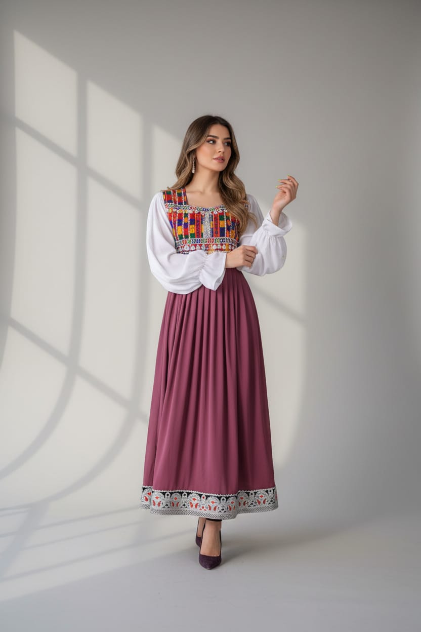Handmade Afghan Embroidered Dress – Colorful Traditional Design 8