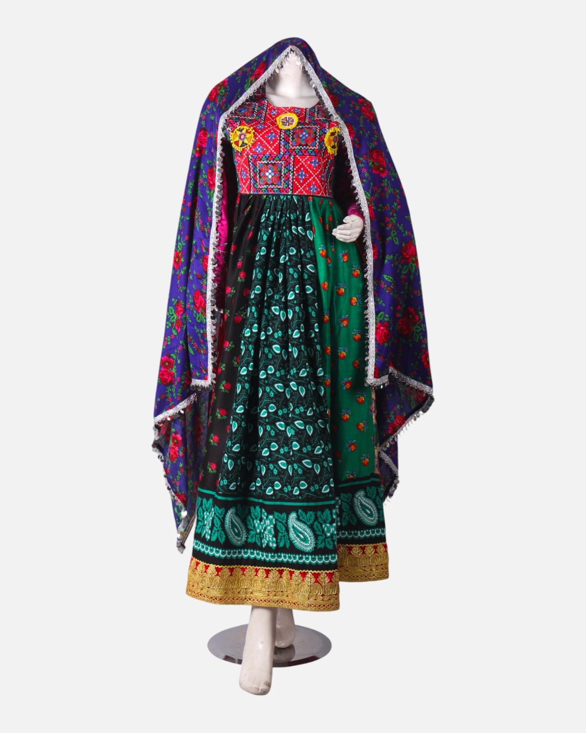 Afghan Kochi Dress: Multicolour Embroidery, Traditional Wedding Henna Dress 3