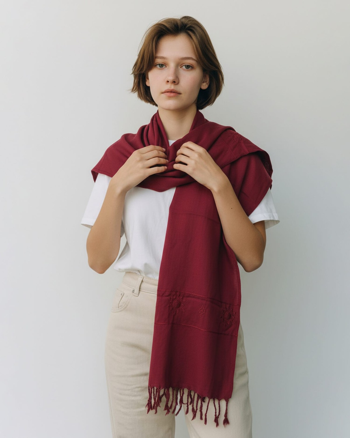 Burgundy Cotton Chador Scarf 6